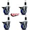 Service Caster 4'' Blue Poly Swivel 1-3/8'' Expanding Stem Caster Set with Brake, 4PK SCC-EX20S414-PPUB-BLUE-PLB-138-4 - alternate 4